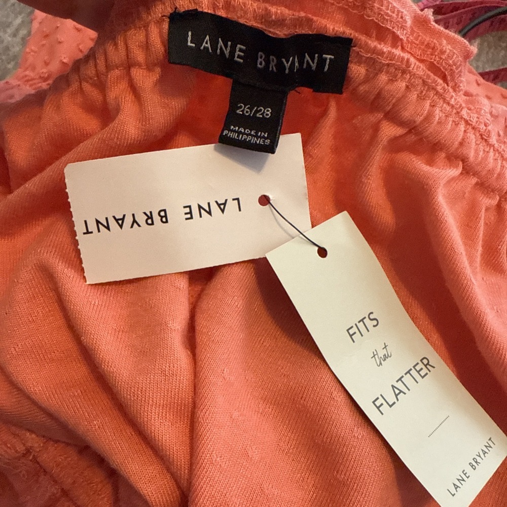 Lane Bryant 26/28 illusion collection new with tag orange Polkas dot Top